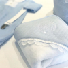 Klassisch-Schickes Set babyblau: Bademantel, Waschlappen & Lätzchen