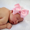Babymütze rosa-weiß gestreift mit rosa Schleife extra warm