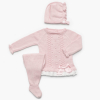 3-teiliges rosa Baby-Anzug mit Schleife