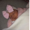 Babymütze mit rosa Schleife und Strass weiß