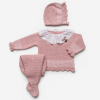 Baby 3-teiliger Anzug rosa mit weißen Details