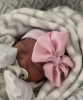 Babymütze mit rosa Glitzerschleife rosa gestreift