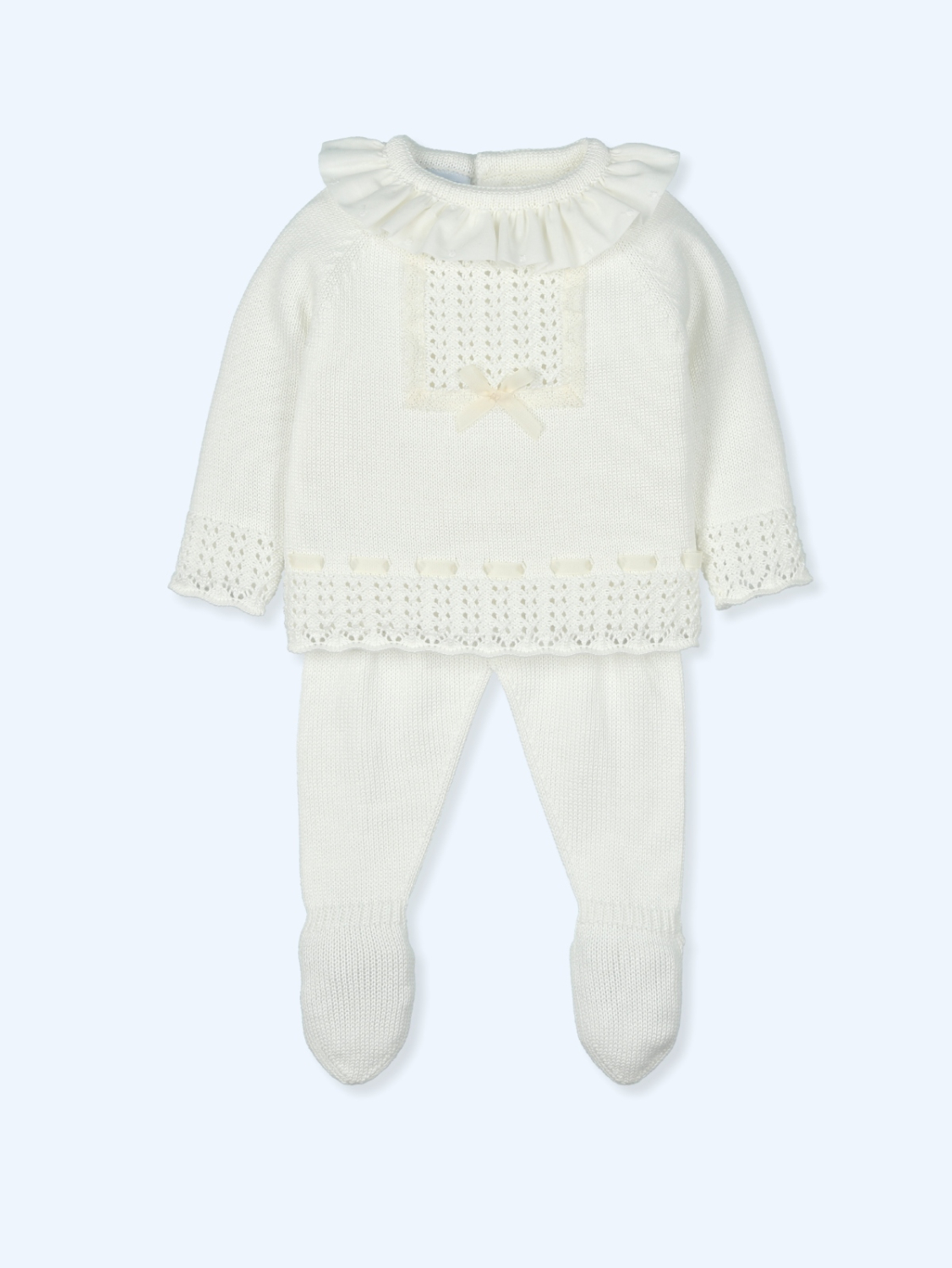 Romantisches Baby-Outfit mit cremefarbener Schleife