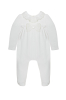 Ecrufarbenes Baby-Outfit mit Schleife aus Spitze