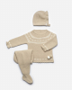 Beige pompon baby outfit
