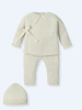 Klassisches Baby-Overall mit Crossover-Strick in Beige