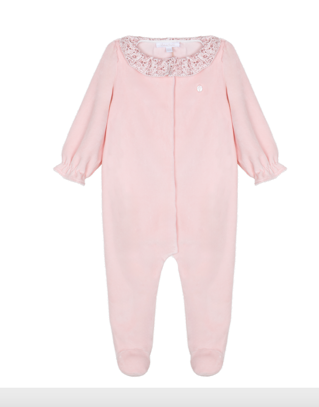 Outfit mit Blumenkragen aus rosa Samt