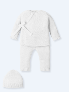 Klassisches Baby-Overall mit Crossover-Strick in Weiß