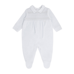 Weiß-silbernes Velours-Baby-Outfit