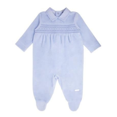 Babyblaues Velours-Wellen-Baby-Outfit