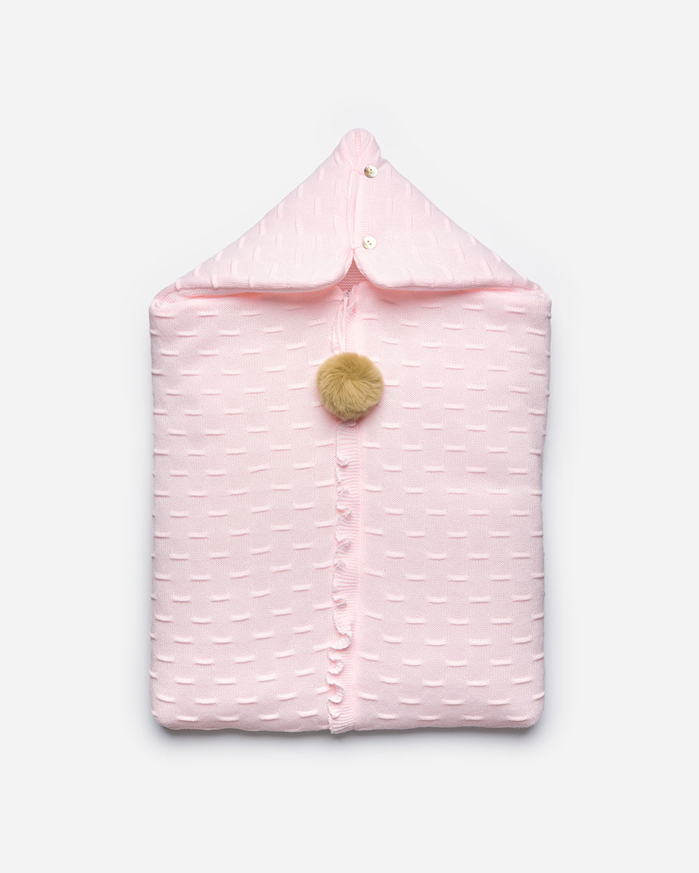 Kuscheliger Liebes-Fußsack in Rosa gestrickt