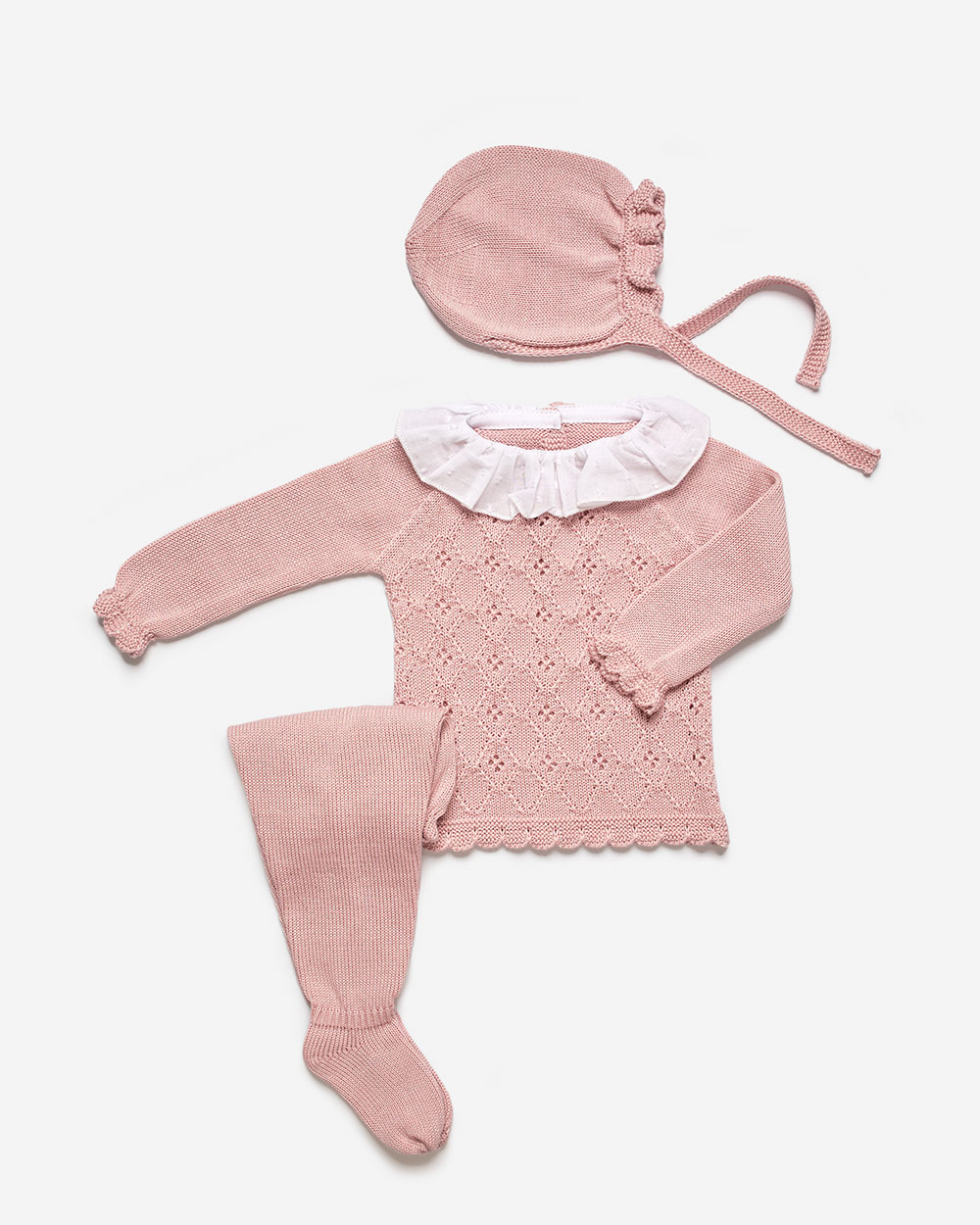 Puderrosa Strick-Baby-Outfit