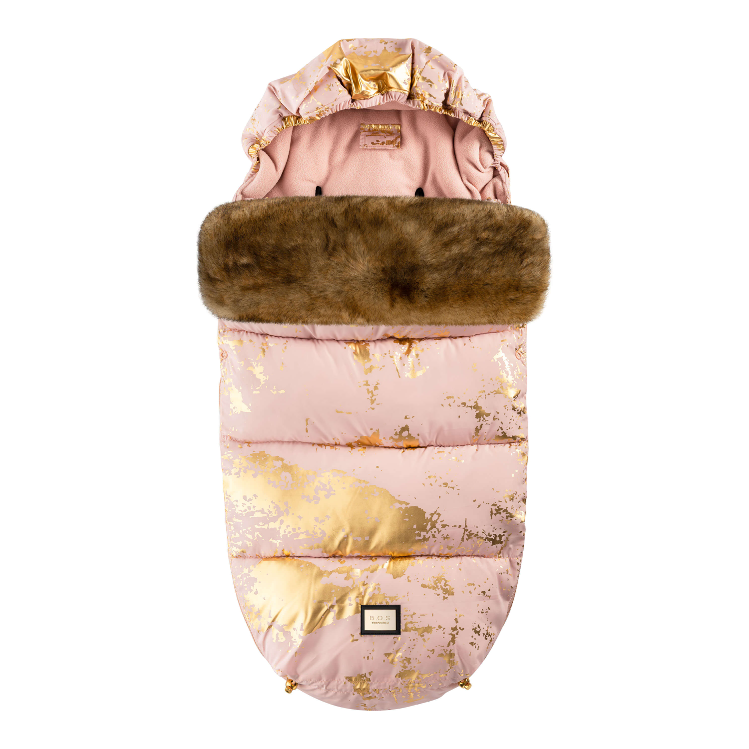 Luxus-Fußsack pink mit goldenen Details