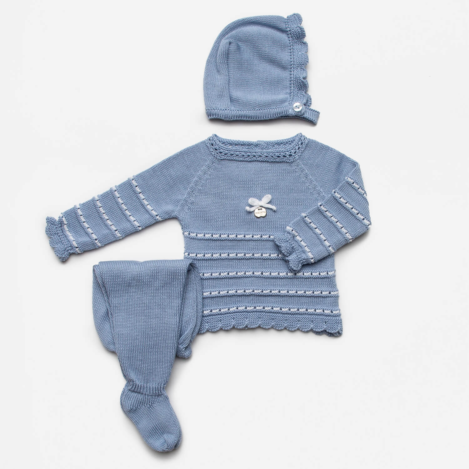 Baby 3-teiliger Anzug blau mit weißen Details