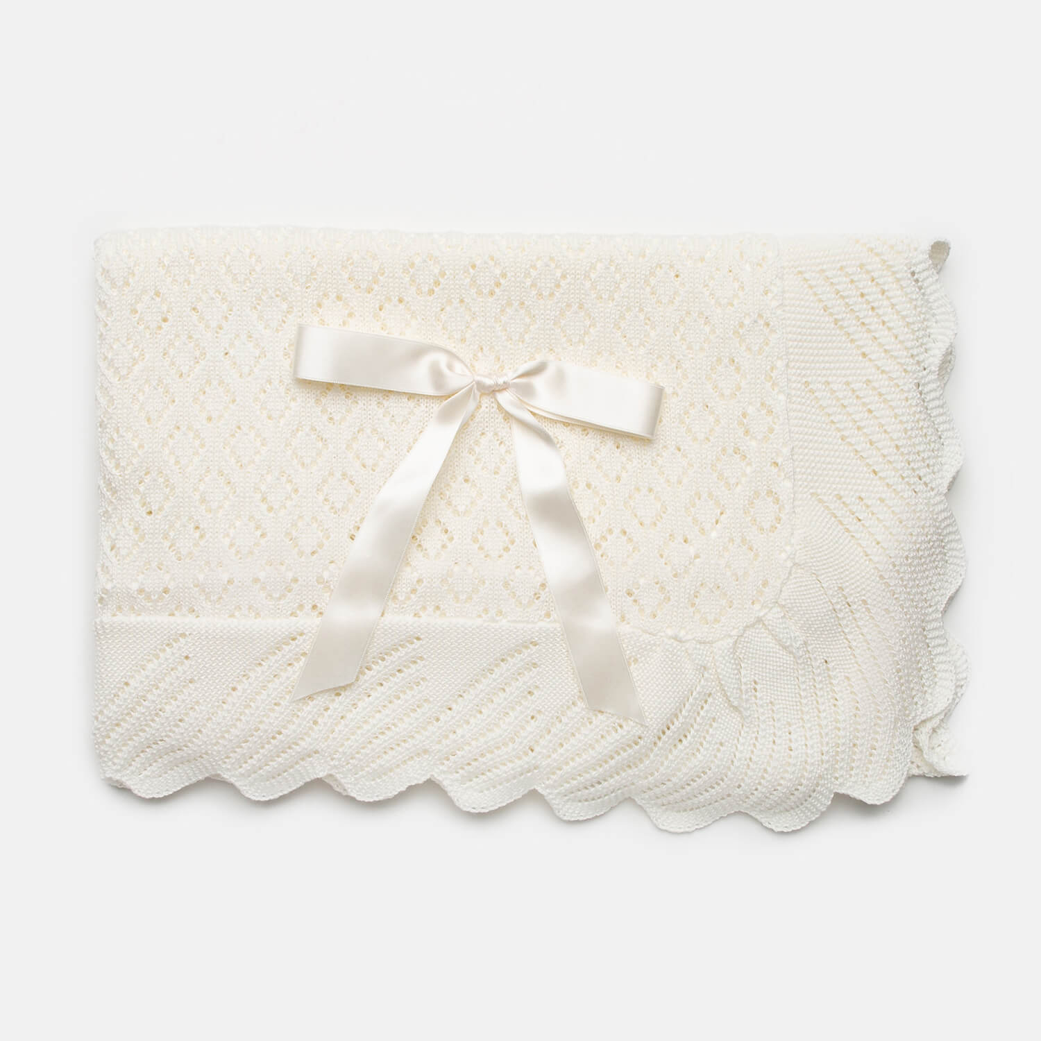 Weiße Baby-Decke mit Schleife 110x120cm
