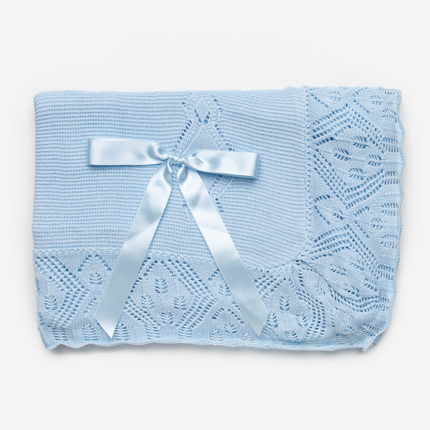 Blaue Baby-Decke mit Schleife 110x120cm