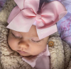 Babymütze weiß mit rosa Schleife extra warm