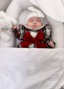Baby-Schleifenmütze und Fäustlinge, 0–3 Monate, weiß